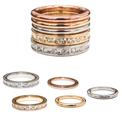 Set 5 Anelli In Nichel Stainless Steel Misura 18 Set 5 Anelli In Nichel Stainless Steel Misura 18